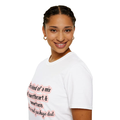 Funny Quote Unisex Softstyle T-Shirt - "I'm a mix of sweetheart & smartass"