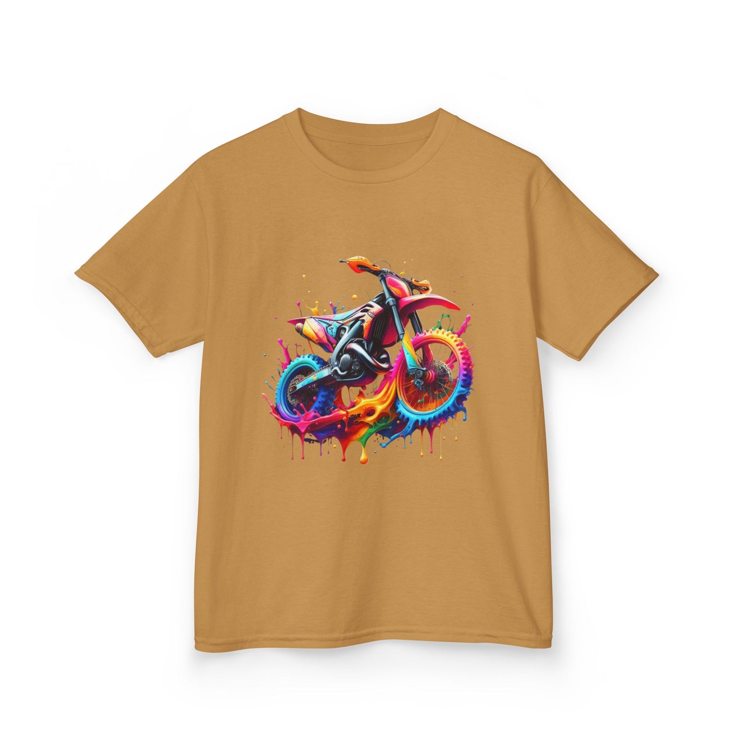 Kids' Motorcycle Graphic Tee - Vibrant Splash Design
