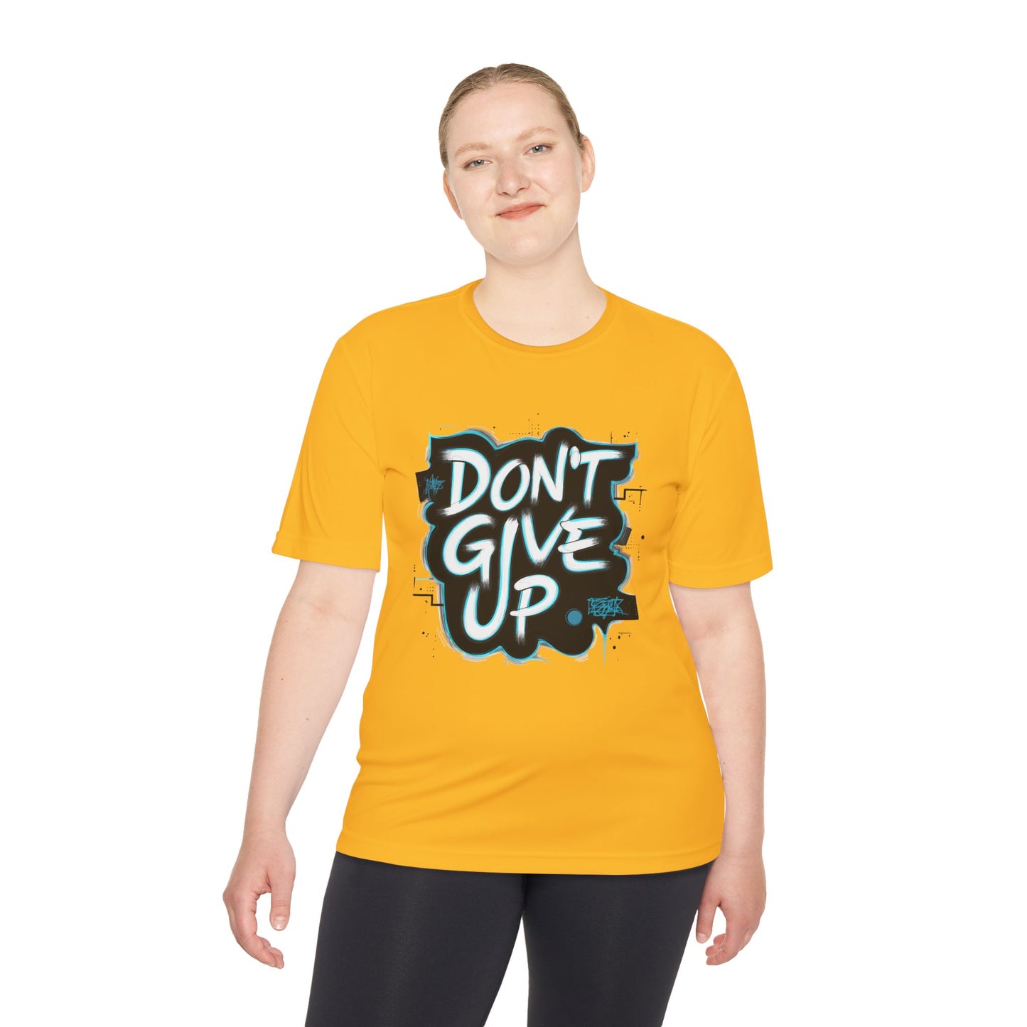 Motivational Wicking Tee – Don't Give Up, Gym Shirt, Fitness Apparel, Inspirational Top, Workout Gear, Casual Wear