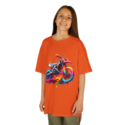 Kids' Motorcycle Graphic Tee - Vibrant Splash Design