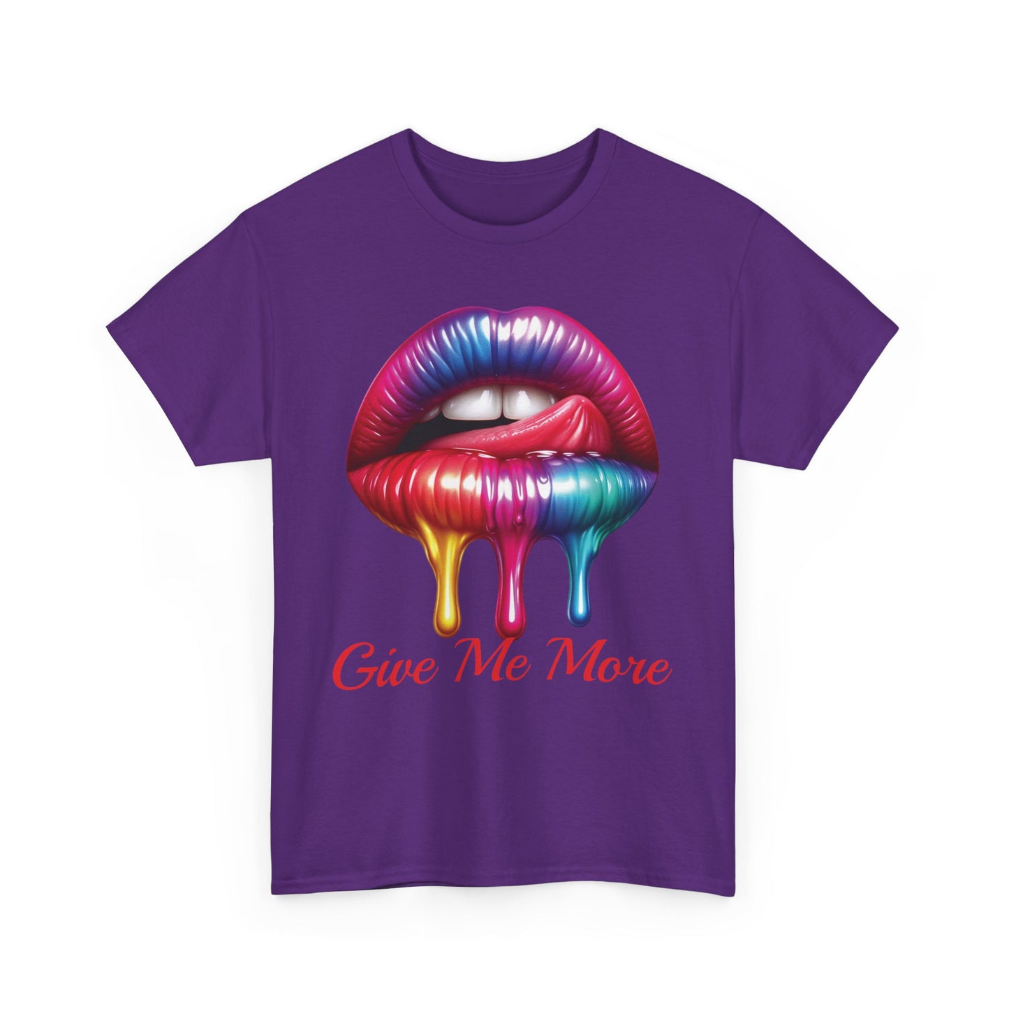 Rainbow Lips Graphic Unisex Heavy Cotton Tee - "Give Me More"