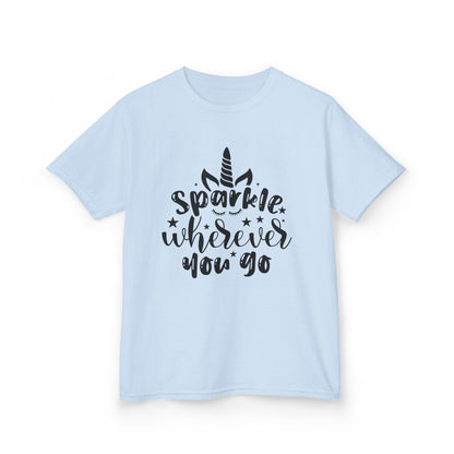 Sparkle Wherever You Go Kids Heavy Cotton Tee - Playful Unicorn Design