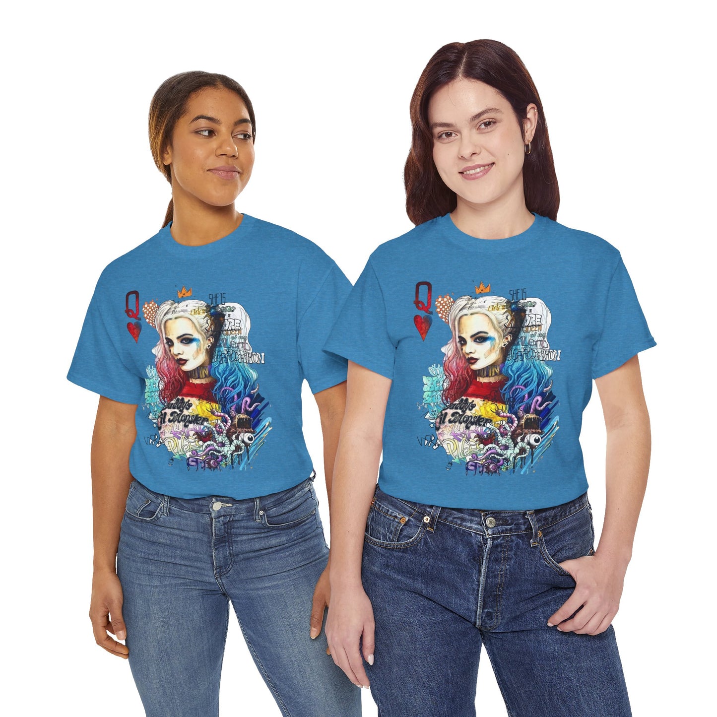 Harley Quinn Inspired Unisex Heavy Cotton Tee - Bold Graphic Design
