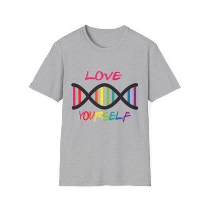 Love Yourself LGBTQ+ Pride T-Shirt, Unisex Rainbow Tee, Softstyle Shirt for Self-Care, Supportive Gift for Friends, Perfect for Pride Month