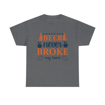 Beer Never Broke My Heart Tee, Funny Humor Shirt, Beer Lover Gift, Unisex Cotton T-Shirt, Party Apparel, Summer Fun