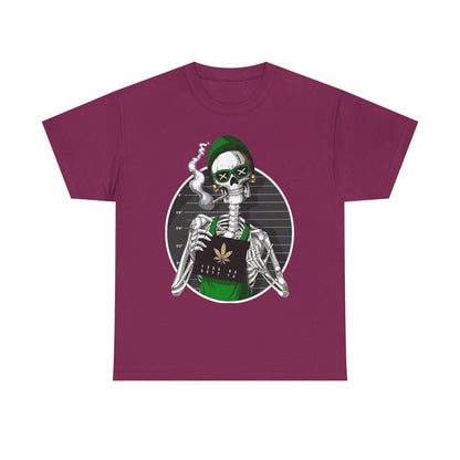 Edgy Skeleton Cannabis Tee | Unisex Heavy Cotton T-Shirt