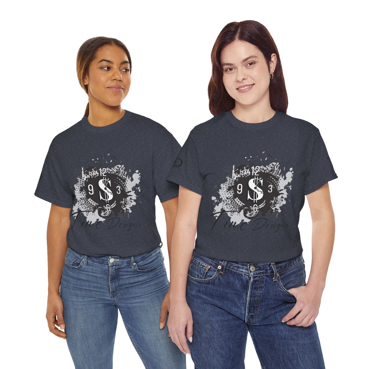 Unisex Heavy Cotton Tee - Time Designs Dollar Clock Graphic T-Shirt