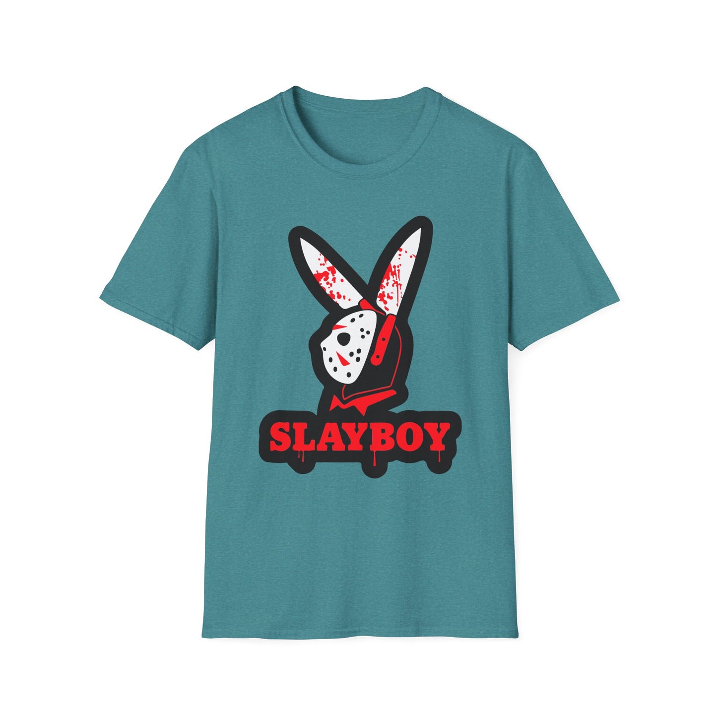 Slayboy Graphic Tee, Unisex Softstyle T-Shirt for Horror Fans, Cosplay Outfit, Halloween Costume, Casual Streetwear