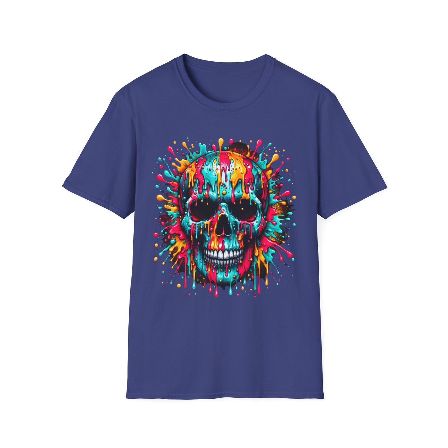 Colorful Drip Skull Unisex T-Shirt - Vibrant Graphic Tee for Art & Music Lovers