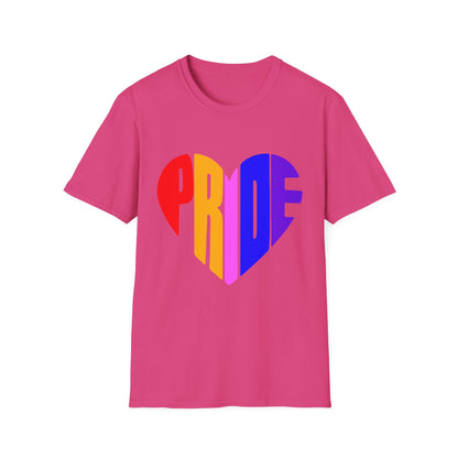 Pride Heart T-Shirt, LGBTQ Apparel, Unisex T-Shirt, Softstyle Tee, Gay Pride Shirt, Celebration Wear, Rainbow Love Tee