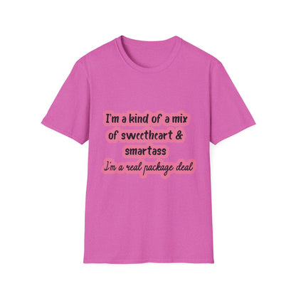 Funny Quote Unisex Softstyle T-Shirt - "I'm a mix of sweetheart & smartass"