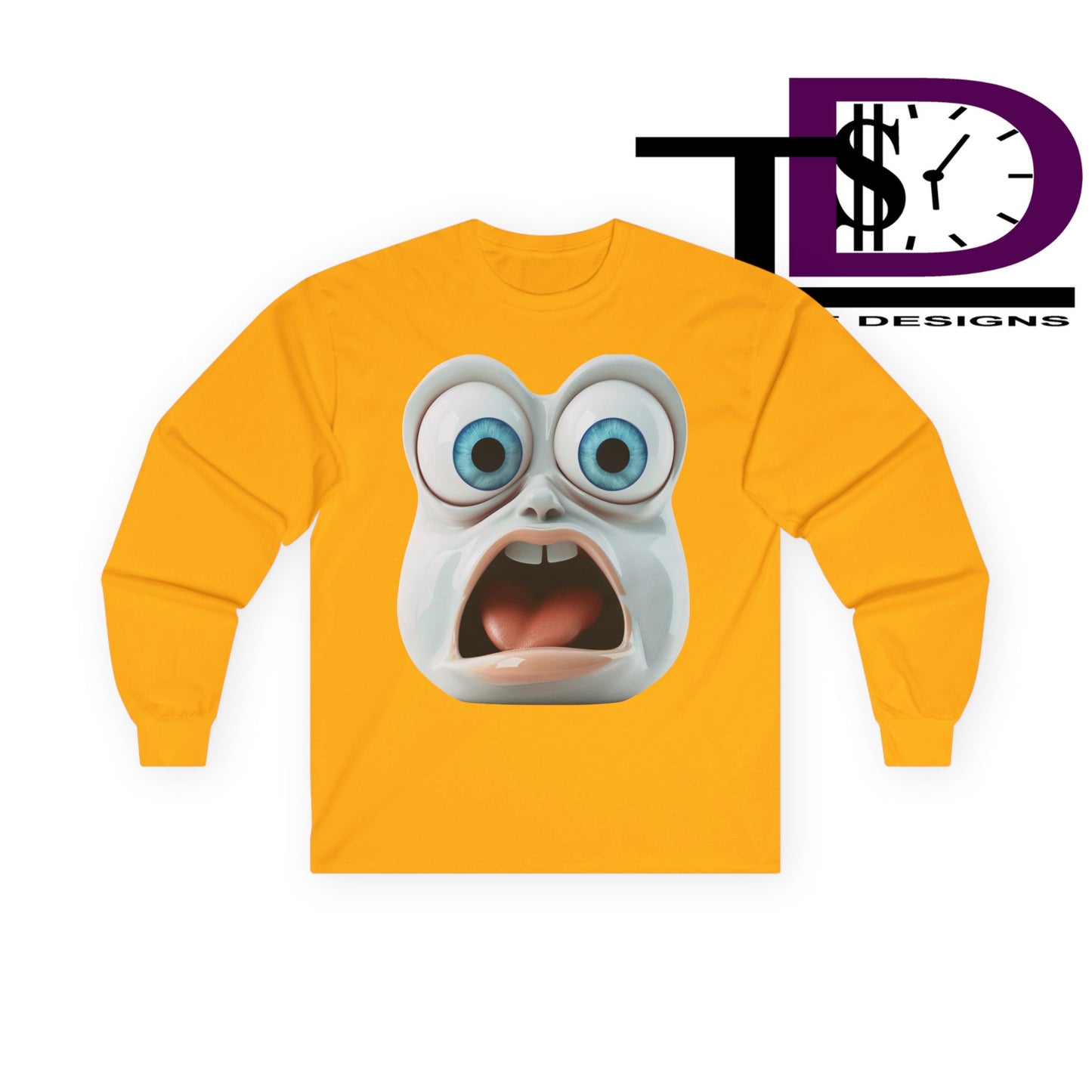 Shocking Face Long Sleeve Tee, Funny Unisex Shirt, Gifts for Friends, Casual Wear, Halloween Apparel, Graphic Tee