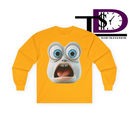 Shocking Face Long Sleeve Tee, Funny Unisex Shirt, Gifts for Friends, Casual Wear, Halloween Apparel, Graphic Tee