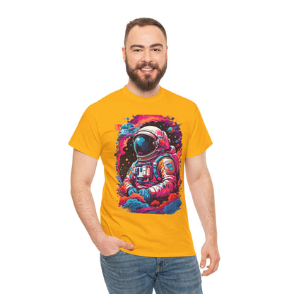 Cosmic Astronaut Unisex Heavy Cotton Tee - Galaxy Graphic T-Shirt