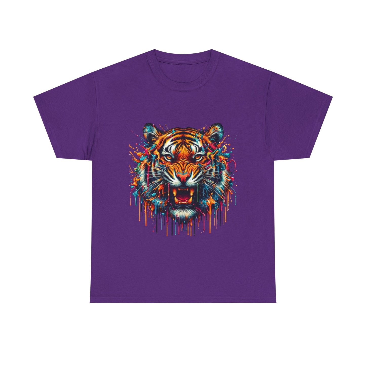 Fierce Tiger Unisex Heavy Cotton Tee - Vibrant Animal Graphic Shirt