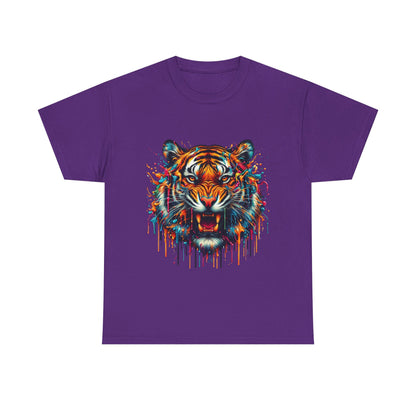 Fierce Tiger Unisex Heavy Cotton Tee - Vibrant Animal Graphic Shirt