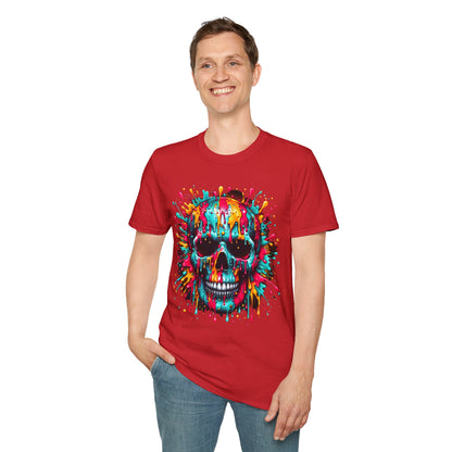 Colorful Drip Skull Unisex T-Shirt - Vibrant Graphic Tee for Art & Music Lovers