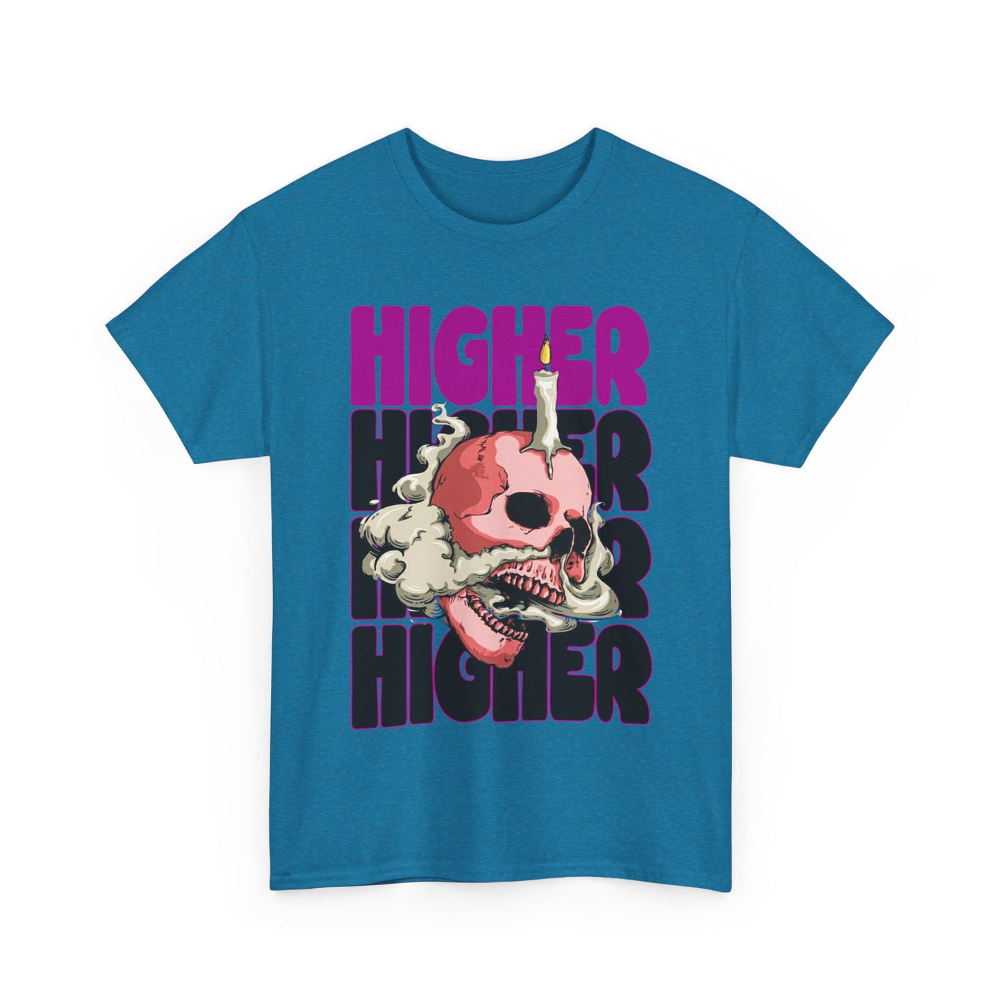 Skull Graphic Tee - "Higher" Unisex Heavy Cotton T-Shirt