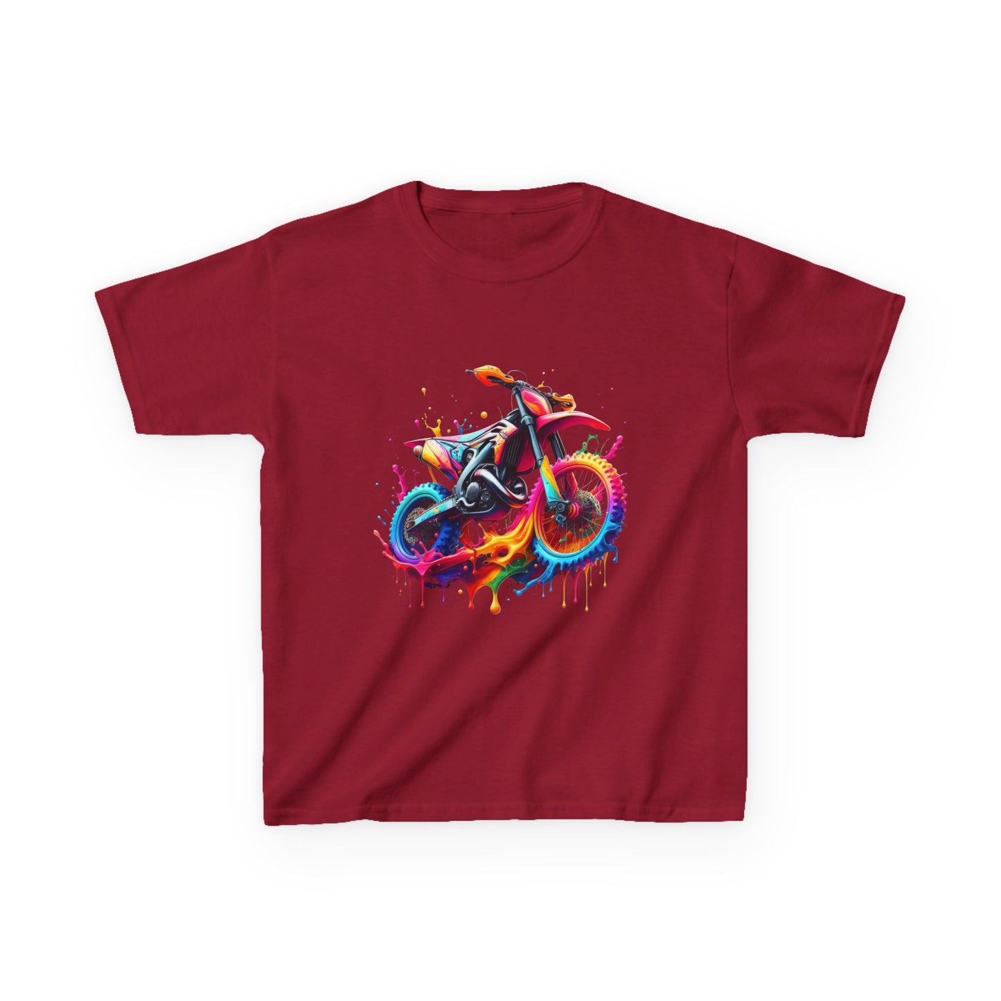 Kids' Motorcycle Graphic Tee - Vibrant Splash Design
