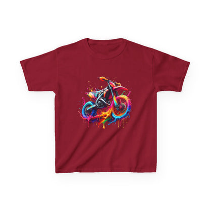 Kids' Motorcycle Graphic Tee - Vibrant Splash Design