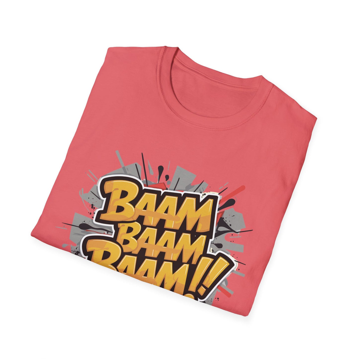 Bam Bam Bam Unisex Softstyle T-Shirt | Fun Graphic Tee for Casual Wear, Gift for Friends, Comic Fans, Birthday, Everyday Style