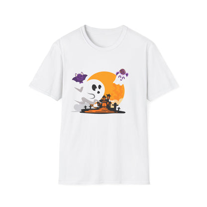 Halloween Ghost T-Shirt, Unisex Softstyle Tee, Spooky Season Shirt, Halloween Costume Top, Fall Festival Apparel