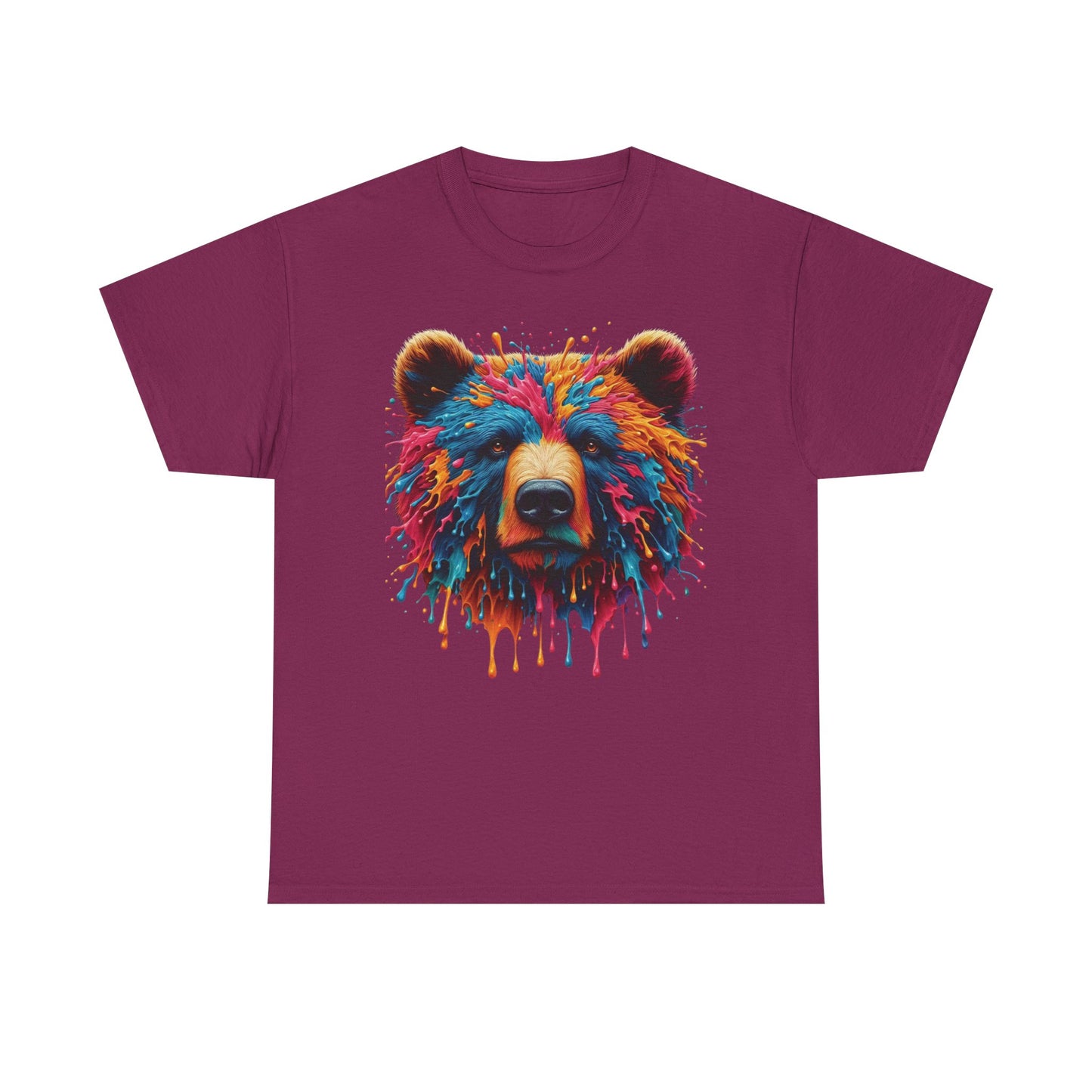 Colorful Bear Art Unisex Heavy Cotton Tee - Vibrant Graphic T-Shirt for Nature Lovers