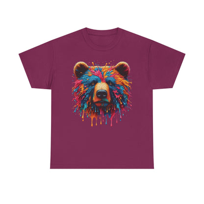Colorful Bear Art Unisex Heavy Cotton Tee - Vibrant Graphic T-Shirt for Nature Lovers