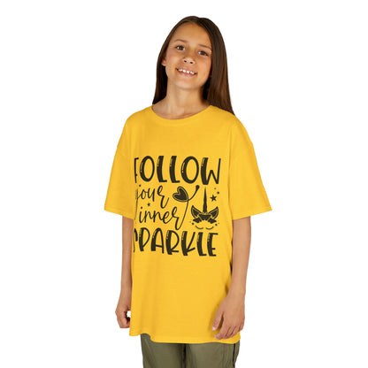 Kids Heavy Cotton™ Tee - Follow Your Inner Sparkle T-Shirt for Creative Kids