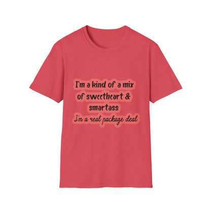 Funny Quote Unisex Softstyle T-Shirt - "I'm a mix of sweetheart & smartass"