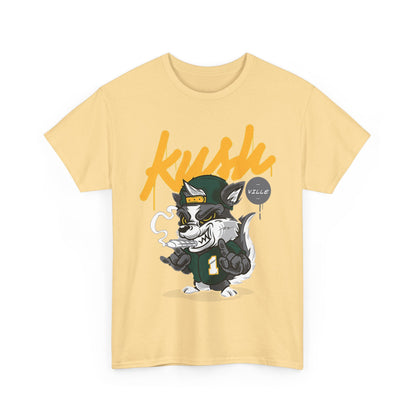 Street Style Unisex Heavy Cotton Tee - 'Kush Ville' Graphic Design