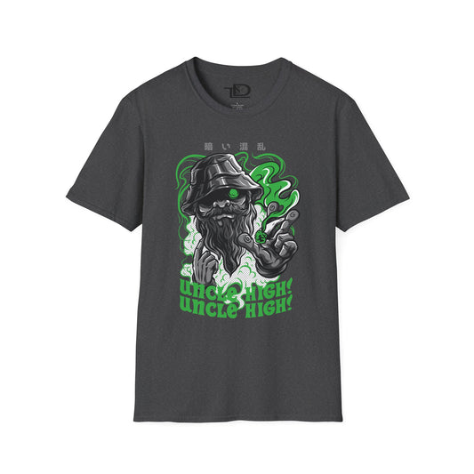 Unisex Softstyle T-Shirt with Fun Cannabis Design, Great for Festivals, Parties, Gifts, Uncle High Tee, Unique Graphic Shirt, Stoner Apparel