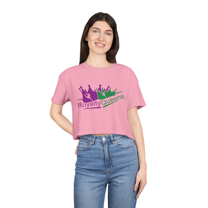 Royalty Queens Women's Crop Tee, Fun Party Top, Stylish Streetwear, Gift for Her, Casual Summer Wear, Trendy Graphic Tee