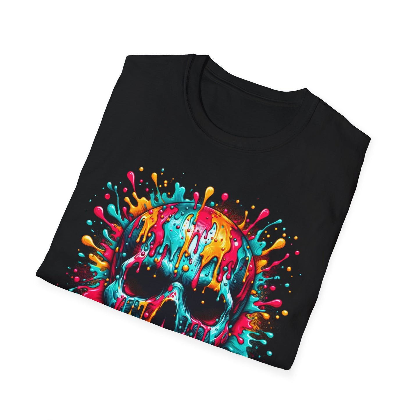 Colorful Drip Skull Unisex T-Shirt - Vibrant Graphic Tee for Art & Music Lovers