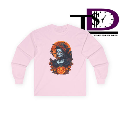 Halloween Graphic Long Sleeve Tee, Spooky Shirt, Unisex Fall Apparel, Halloween Costume, Autumn Sweatshirt, Pumpkin Design