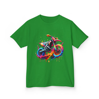 Kids' Motorcycle Graphic Tee - Vibrant Splash Design