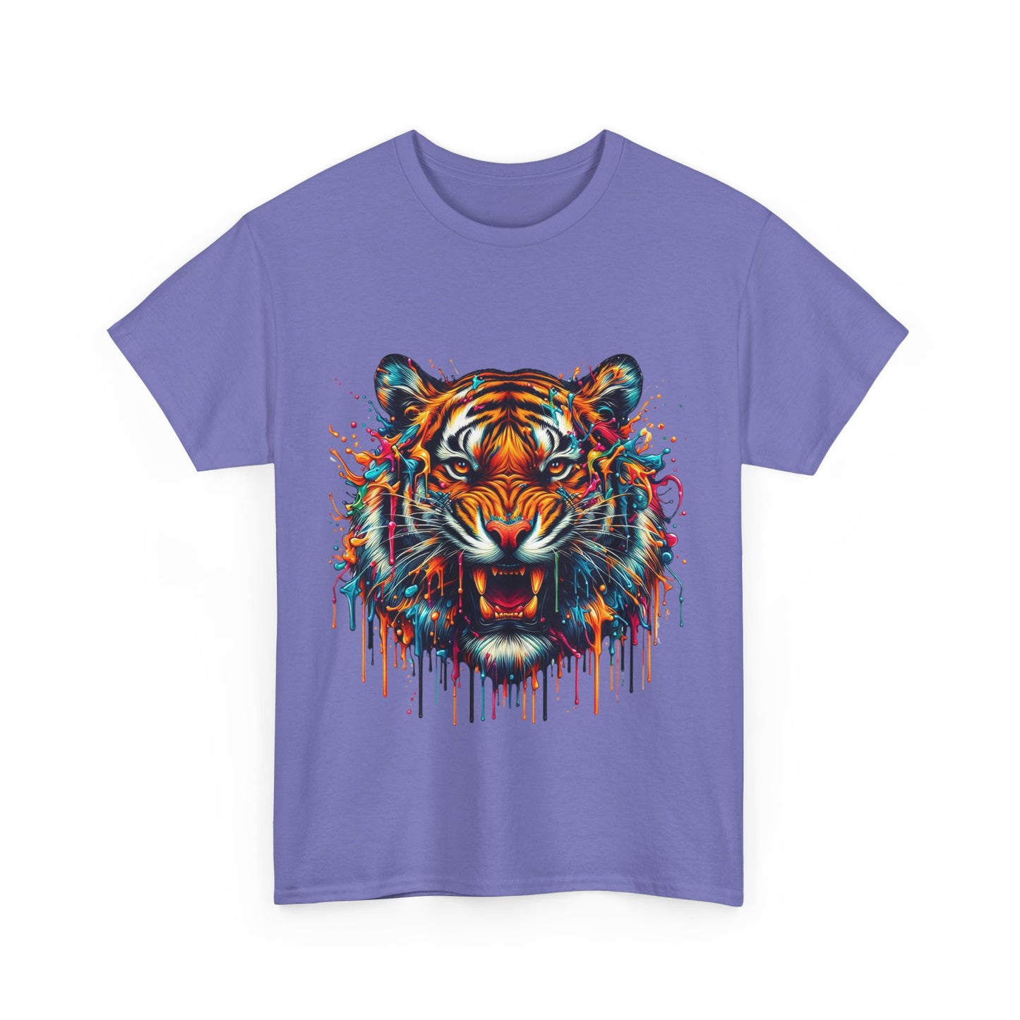 Fierce Tiger Unisex Heavy Cotton Tee - Vibrant Animal Graphic Shirt