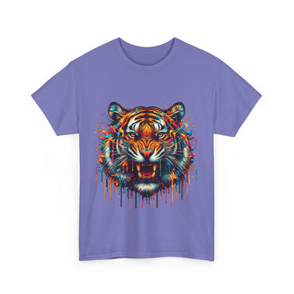 Fierce Tiger Unisex Heavy Cotton Tee - Vibrant Animal Graphic Shirt