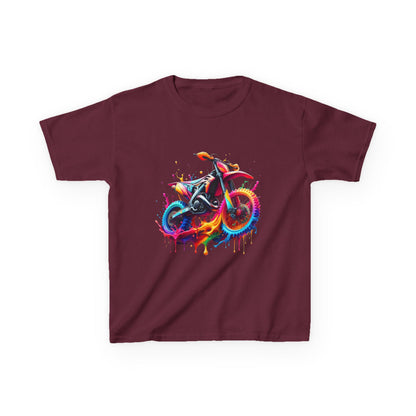 Kids' Motorcycle Graphic Tee - Vibrant Splash Design