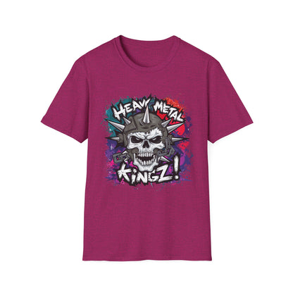 Heavy Metal Kingz Unisex Softstyle T-Shirt, Rock Music Tee, Gift for Metalheads, Concert Apparel, Edgy Graphic Shirt
