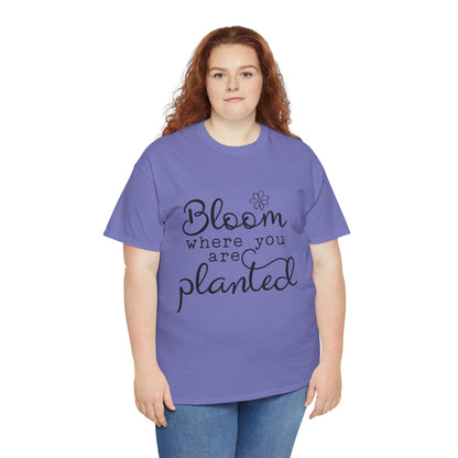 Inspirational Bloom Tee - Unisex Heavy Cotton T-Shirt for Growth Mindset