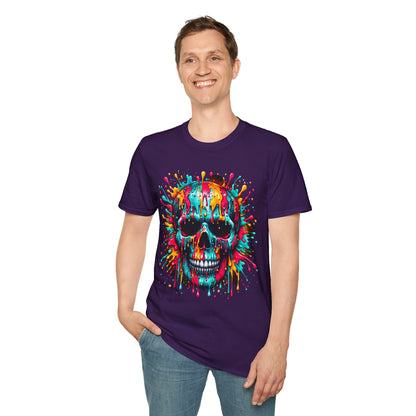 Colorful Drip Skull Unisex T-Shirt - Vibrant Graphic Tee for Art & Music Lovers