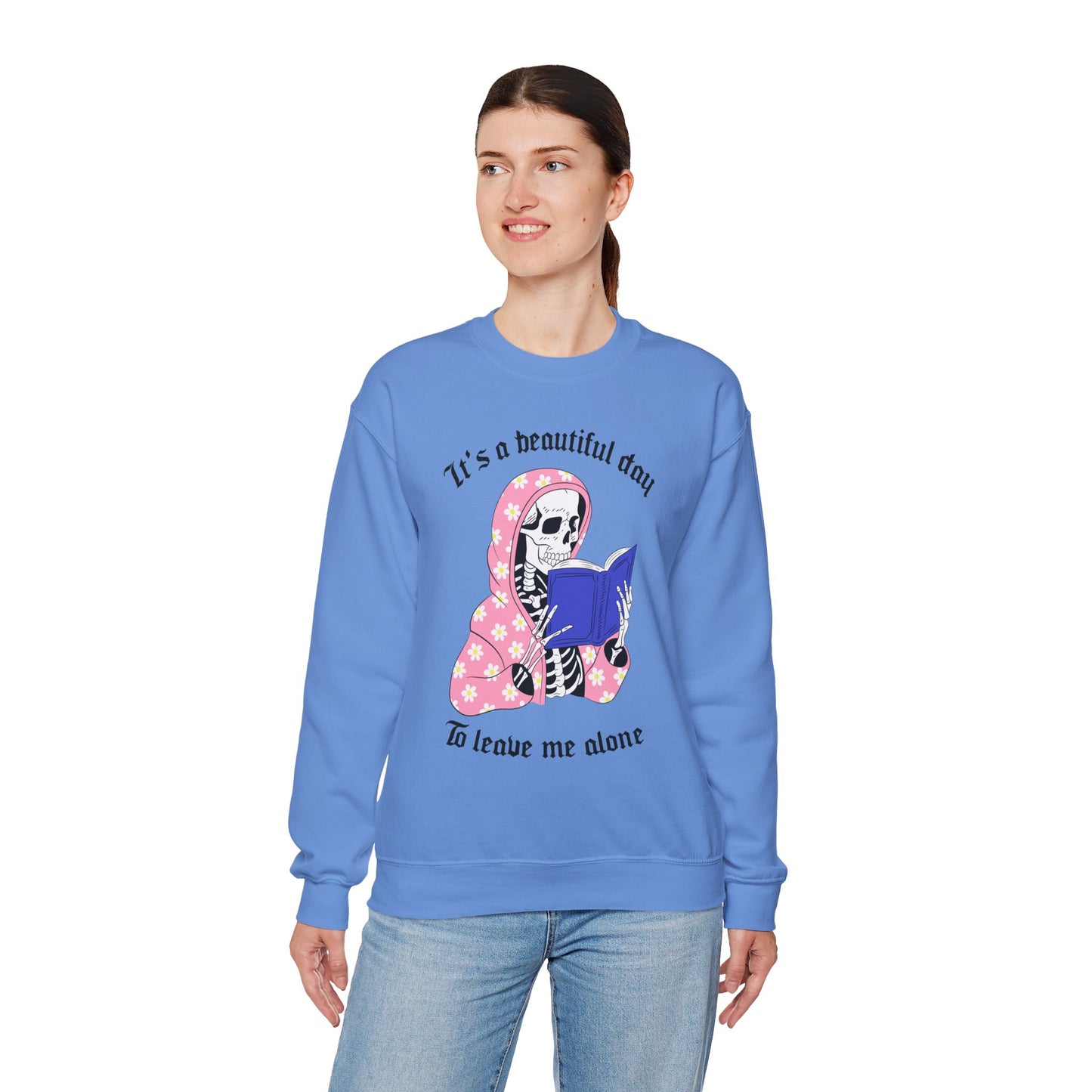Unisex Heavy Blend™ Crewneck Sweatshirt - "It's a Beautiful Day to Leave Me Alone" Cozy Graphic