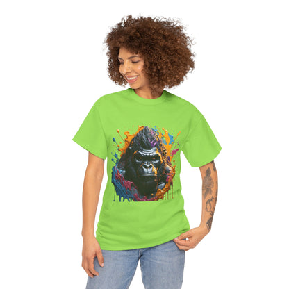 Colorful Gorilla Art Unisex Heavy Cotton Tee - Bold Graphic Tee for Animal Lovers
