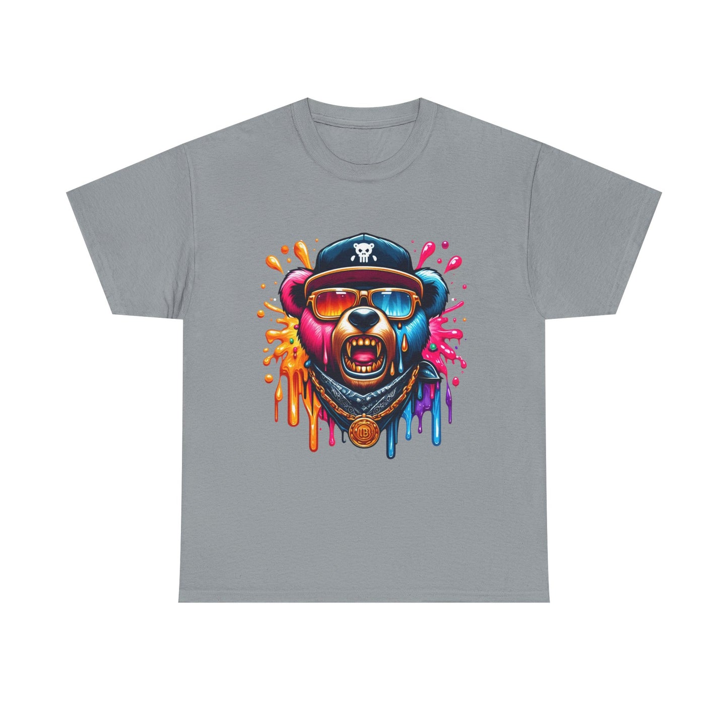 Vibrant Bear Graphic Unisex Heavy Cotton Tee - Casual Streetwear for Everyday Style