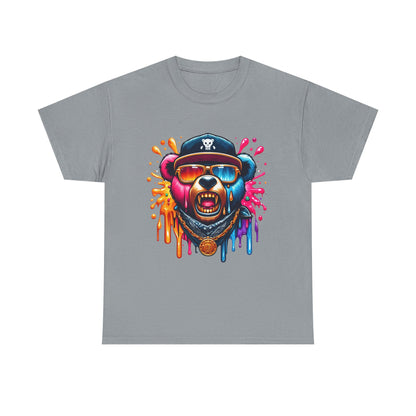 Vibrant Bear Graphic Unisex Heavy Cotton Tee - Casual Streetwear for Everyday Style