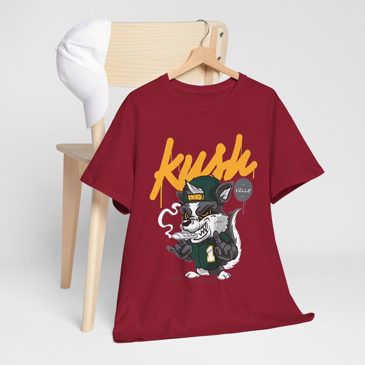 Street Style Unisex Heavy Cotton Tee - 'Kush Ville' Graphic Design