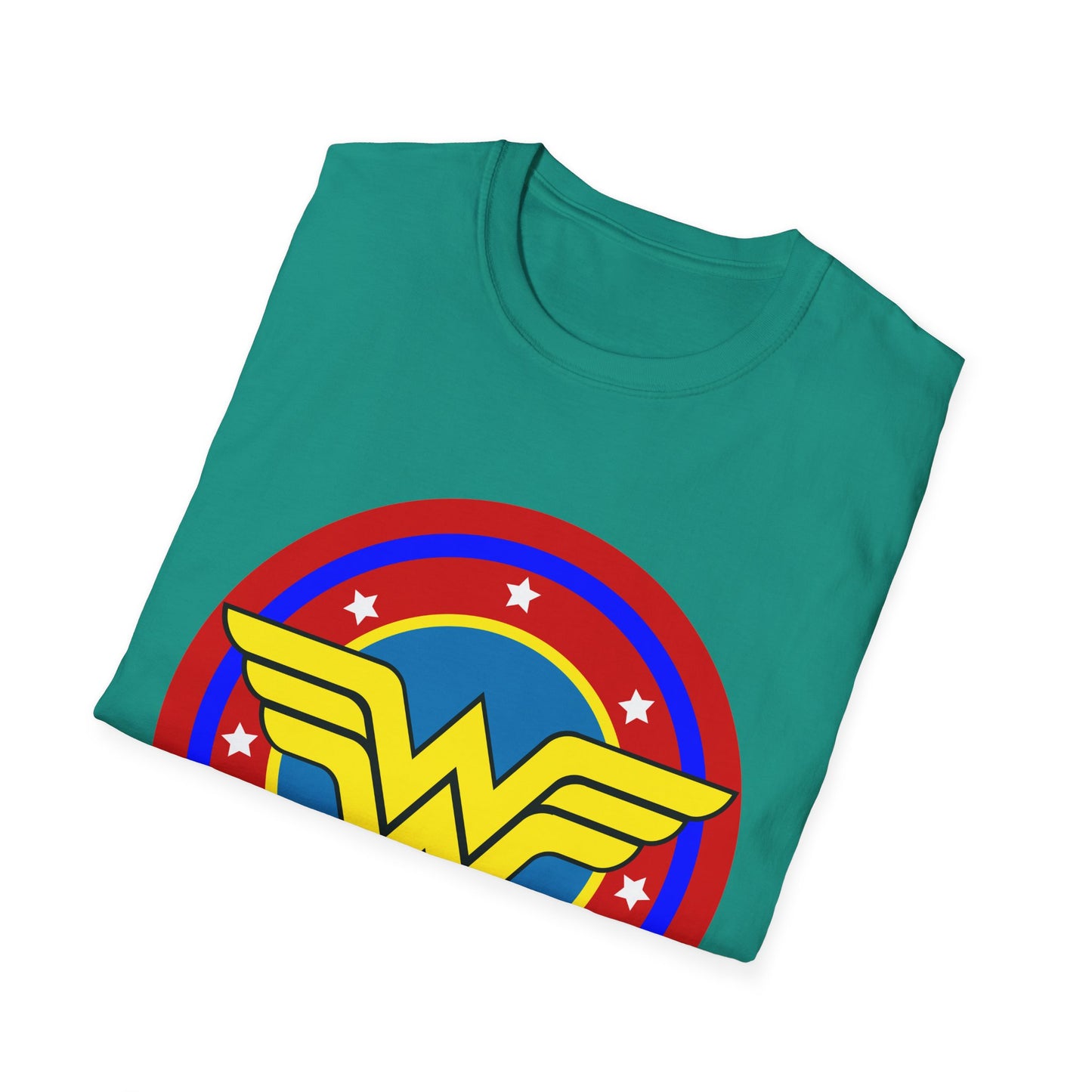 Wonder Woman Inspired Unisex Softstyle T-Shirt, Superhero Tee, Gift for Amazon Fans, Comic Con Outfit, Everyday Wear, Birthday Present