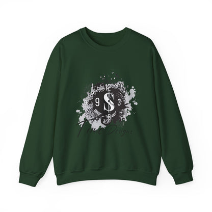 Crewneck Sweatshirt — Grunge Dollar Logo "Time Designs" Graphic