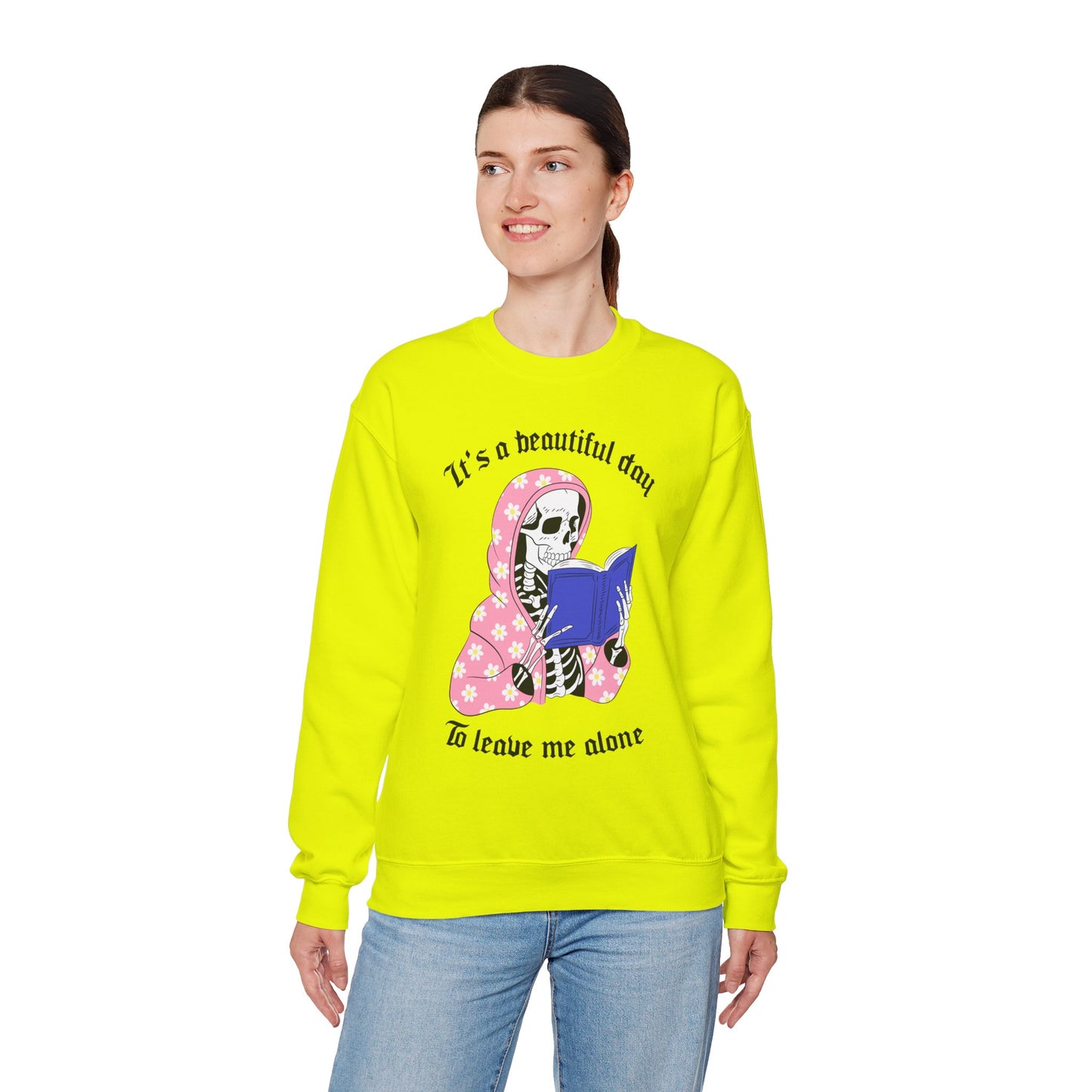 Unisex Heavy Blend™ Crewneck Sweatshirt - "It's a Beautiful Day to Leave Me Alone" Cozy Graphic